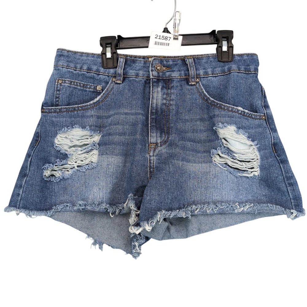 Vintage Y2K Rip Curl Distressed Jean Shorts‎ Juniors 9 Cut Off Low Rise 29x2.5"